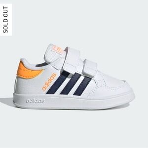Adidas Little Kids Breaknet White Orange Velcro Low Sneakers Size 10K